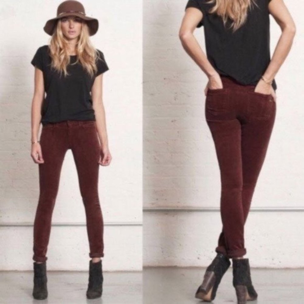 Rag & Bone Burgundy Skinny Corduroy Pants Soft Stretch Fall Classic Size 26